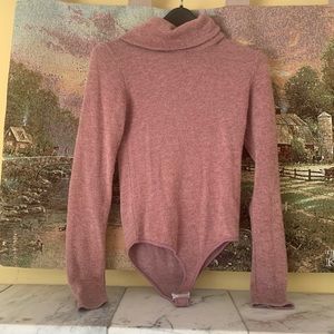 Pink Turtle Neck Body Con Sweater